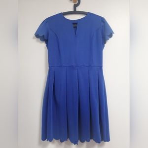 Blue Skater Dress with Scalloped Skirt - Size XL